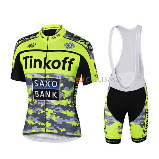 2019 Maillot Tinkoff Tirantes Mangas Cortas Amarillo Verde Negro